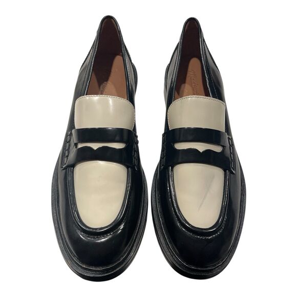 Madewell Black Ivory Leather Penny Chunky Loafers Vernon - Picture 1 of 12